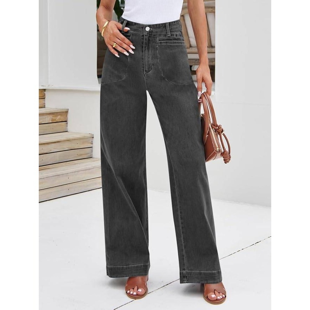 MSRP $49 Cicy Bell Women's 10 Wide Leg Jeans High Waisted Stretchy Baggy Loose